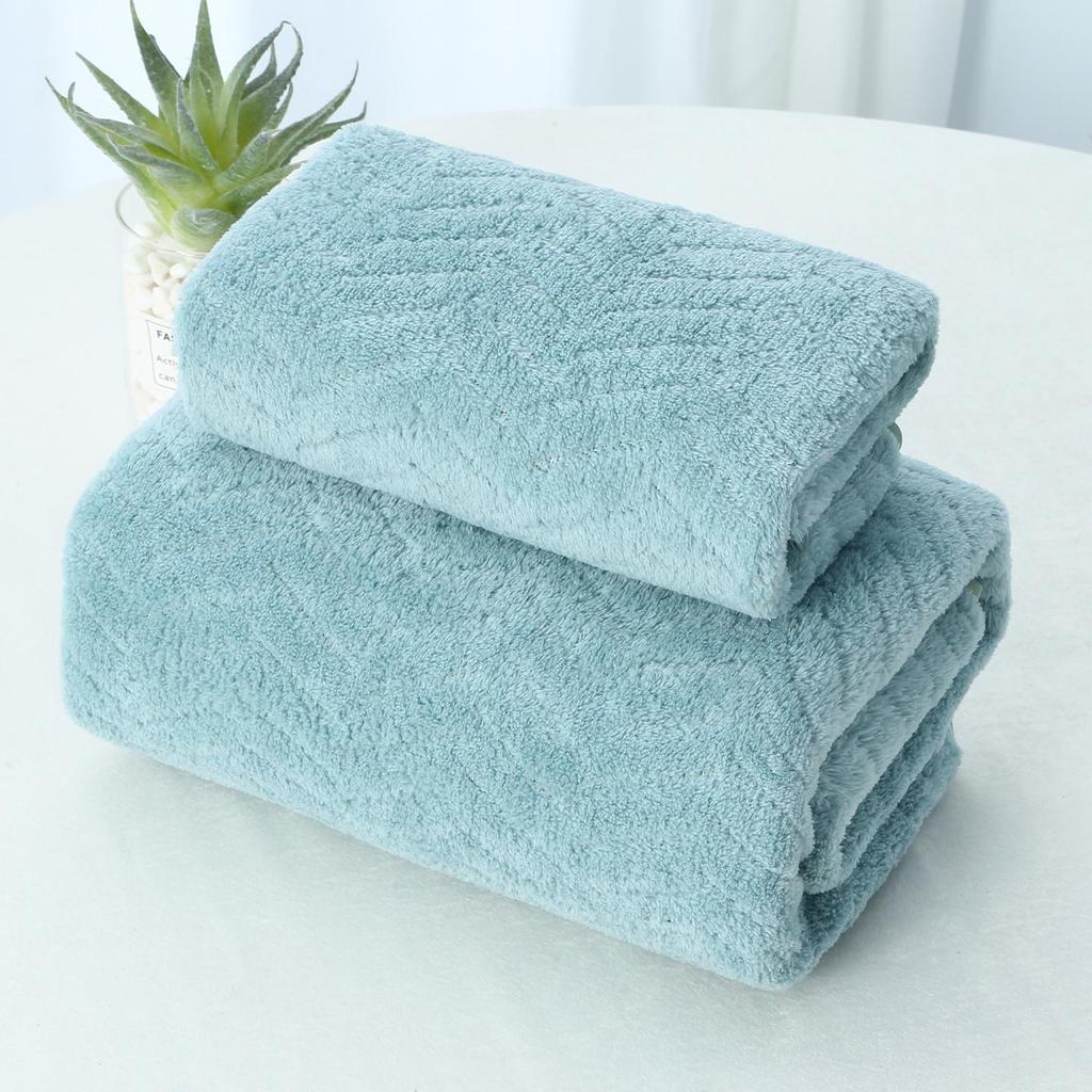 Temu Coral Fleece Bath Towel Set - Wheat Ear Style, Large Towels