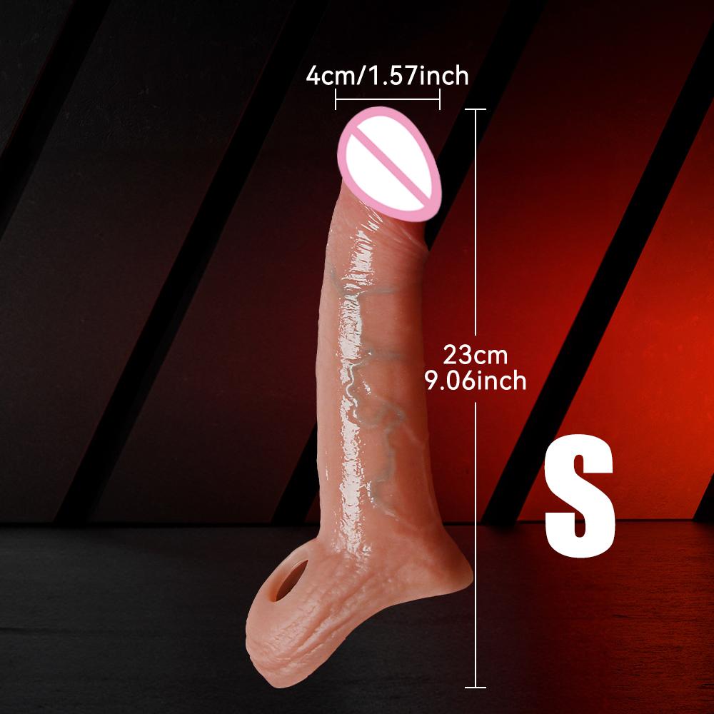 Penis Extender Sex Toys Cock Sleeve Men Adult Sexy Realistic Silicone Delay Ejaculation Enlargement Reusable Condom Training