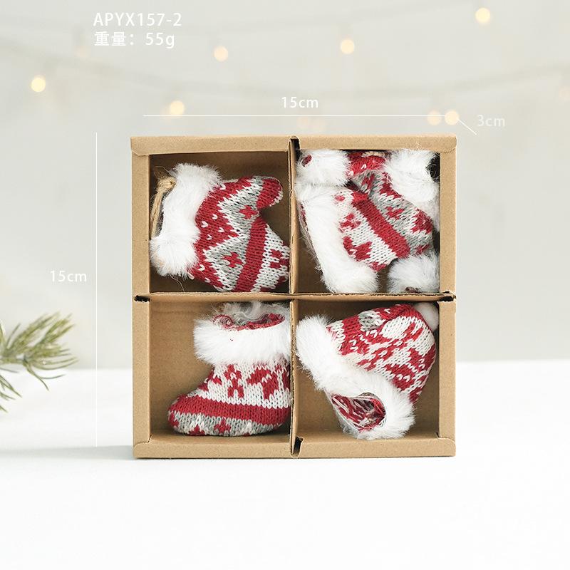 Christmas Tree Santa Claus Snowman Cloth Pendants Cute Figurines & Dolls Set of Accessories Small Decorations Ages 5-7