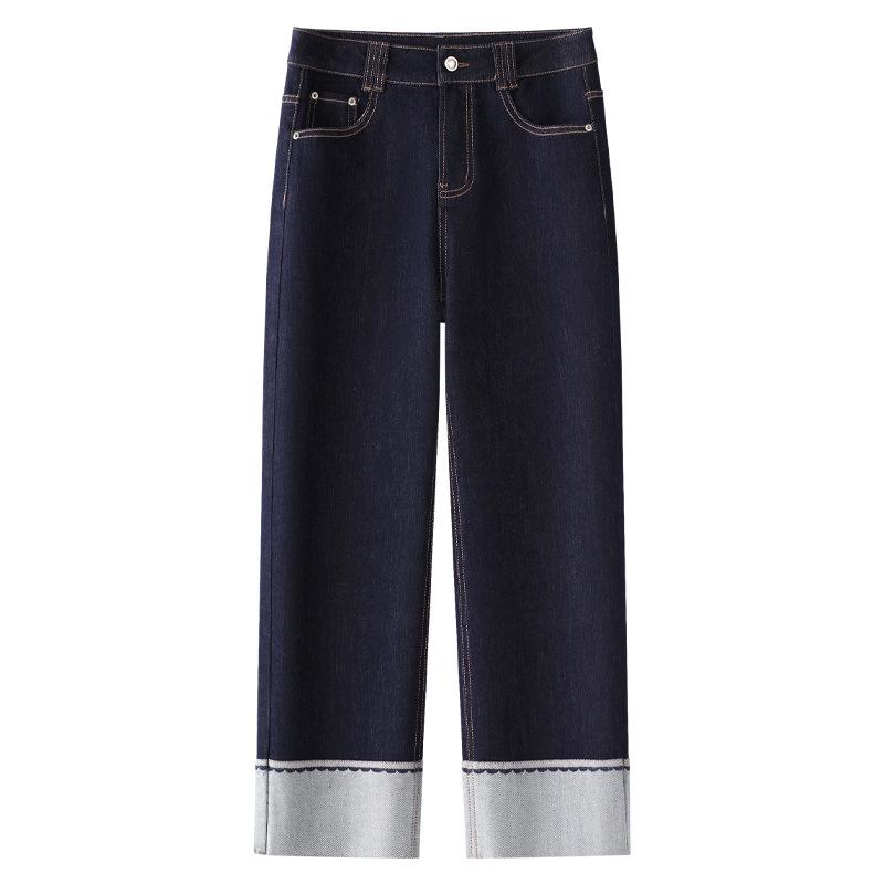 

Women s Dark Blue Tencel High-Waisted Straight-Leg Jeans - 2025 Spring/Autumn Collection 2XL синий
