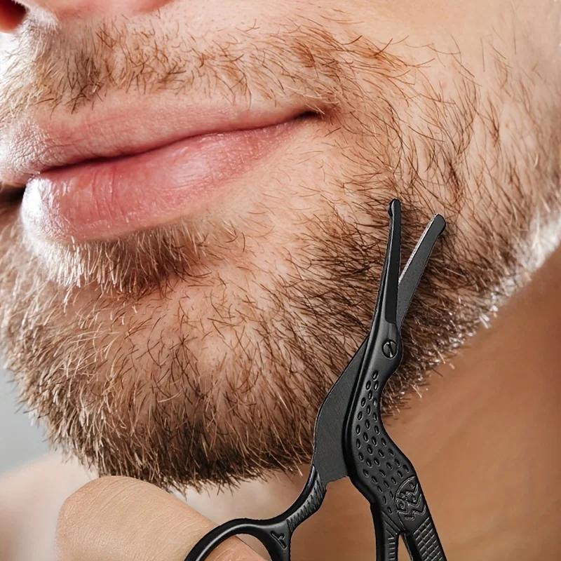 1pcs Stainless Steel Hair Scissors Enhanced Safety Round Tip Stork Scissors for Precise Eyebrow, Nose, Beard Grooming Tool