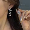 New Super Fairy Pearl Butterfly Earrings Women's Silver Needle Asymmetrical Long Fringed Earrings Earrings