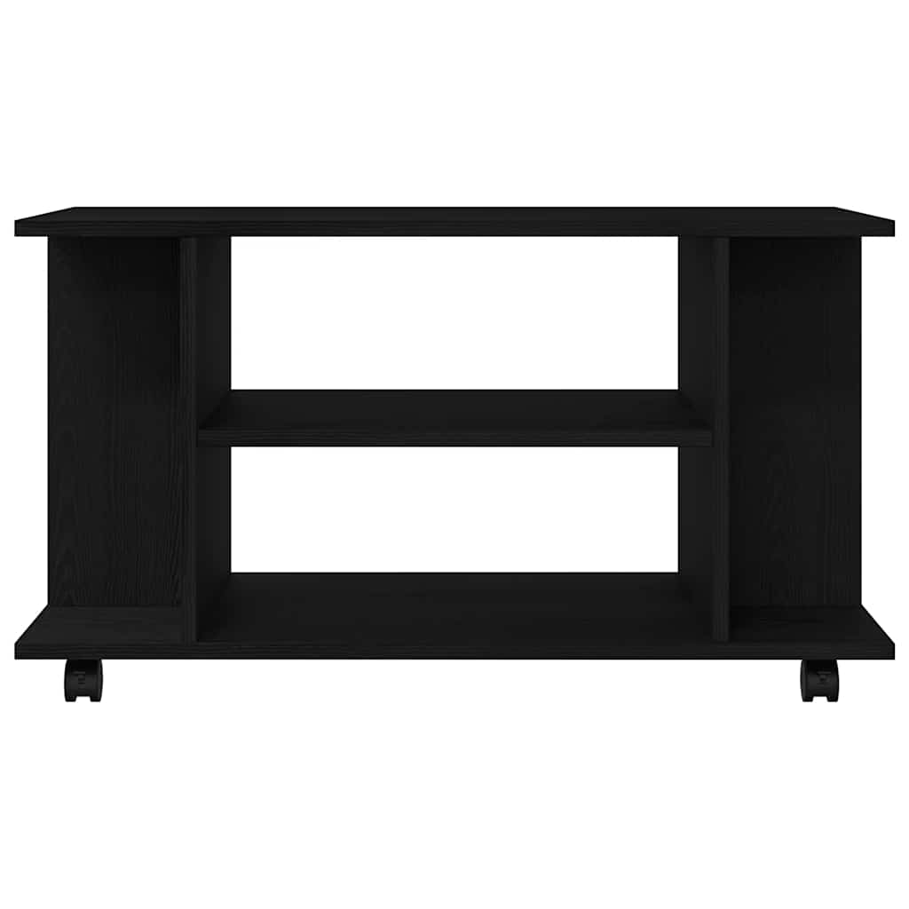 TV Cabinet with Casters Black Oak Effect 80 X 40 X 45 Cm