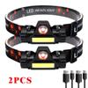 Portable Mini Powerful LED Headlamp XPE+COB USB Rechargeable Hunting Headlight Waterproof Head Torch with Tail Magnetic