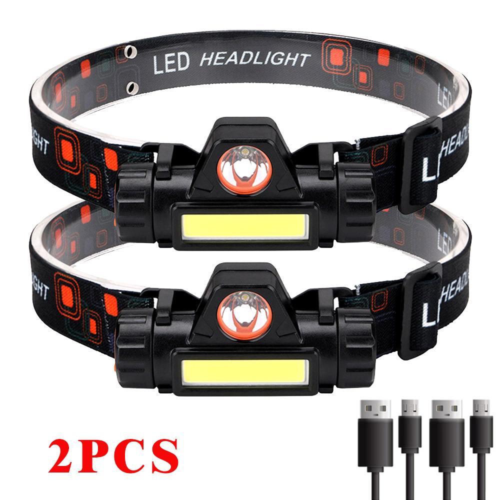 Portable Mini Powerful LED Headlamp XPE+COB USB Rechargeable Hunting Headlight Waterproof Head Torch with Tail Magnetic