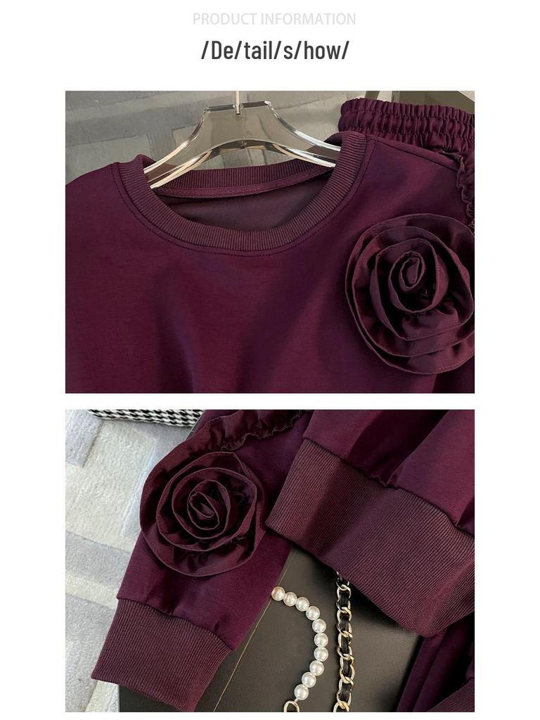 2025 Women's Casual Sports Commuting Suit – Autumn/Winter Sweatshirt & Wide-Leg Pants Fashion Two-Piece Set