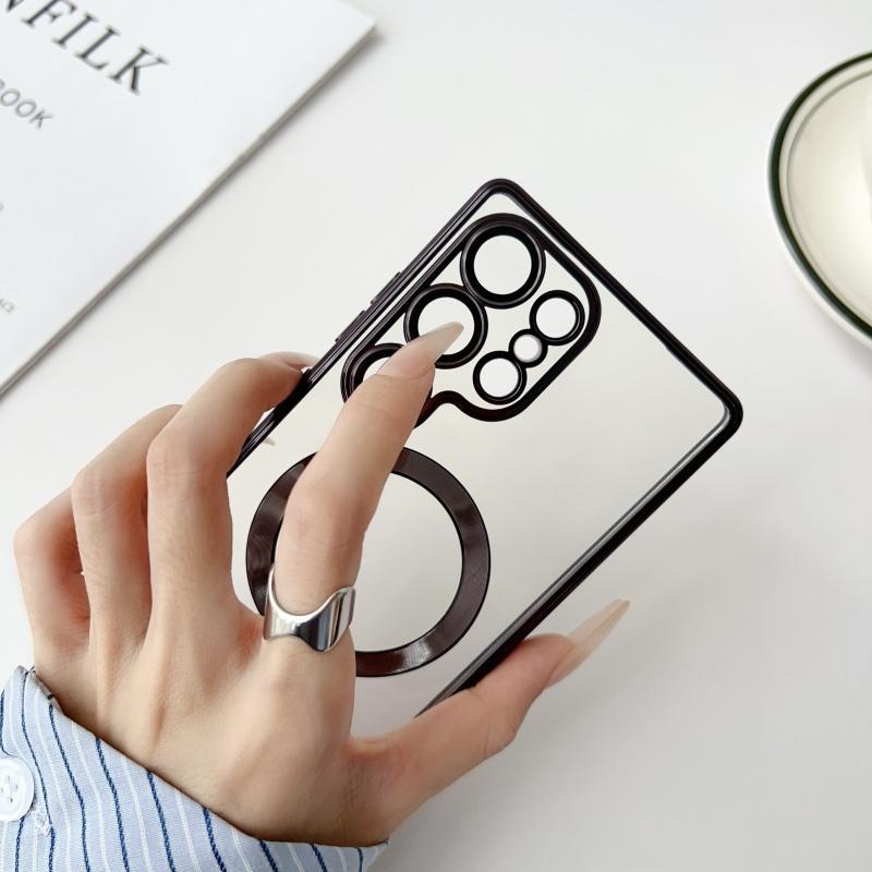 Luxury Plating For Magsafe Magnetic Case For Samsung S25 S24 S23 S22 S21 S20 FE Ultra Plus A06 A16 A55 A35 A25 A15 Clear Cover