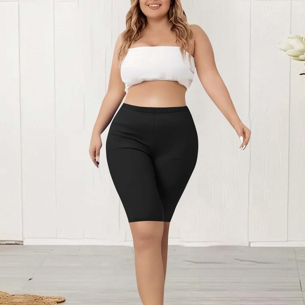 Kadın Yüksek Bel Zayıflama Taytları Büyük Beden Lastikli Bel Şort Pantolon