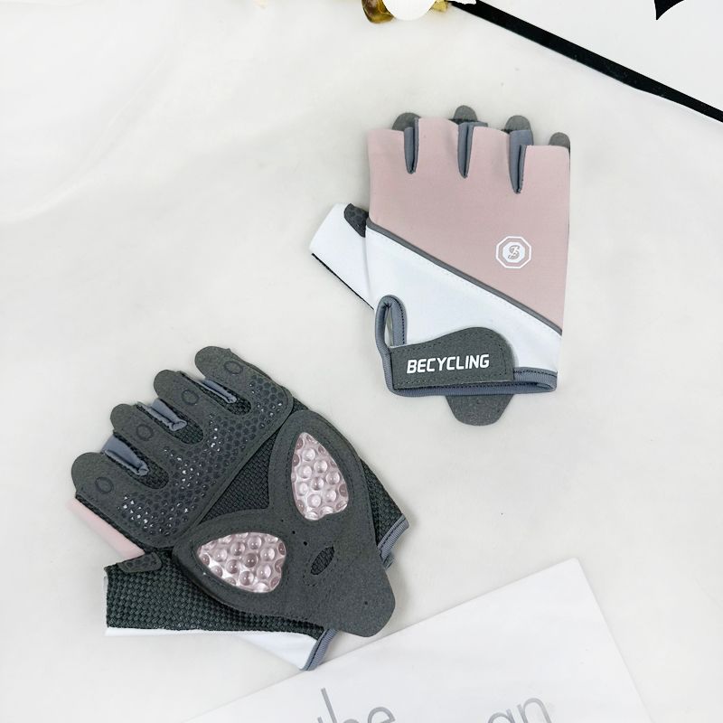 

Фитнес-перчатки Женские Спортивные Йога Велоспорт Противоскользящие Амортизирующие Мужские Полупалые и Дышащие Тонкие Оборудование Тренировки Гиря Защита от Мозолей Heart Liquid Silicone Pink M