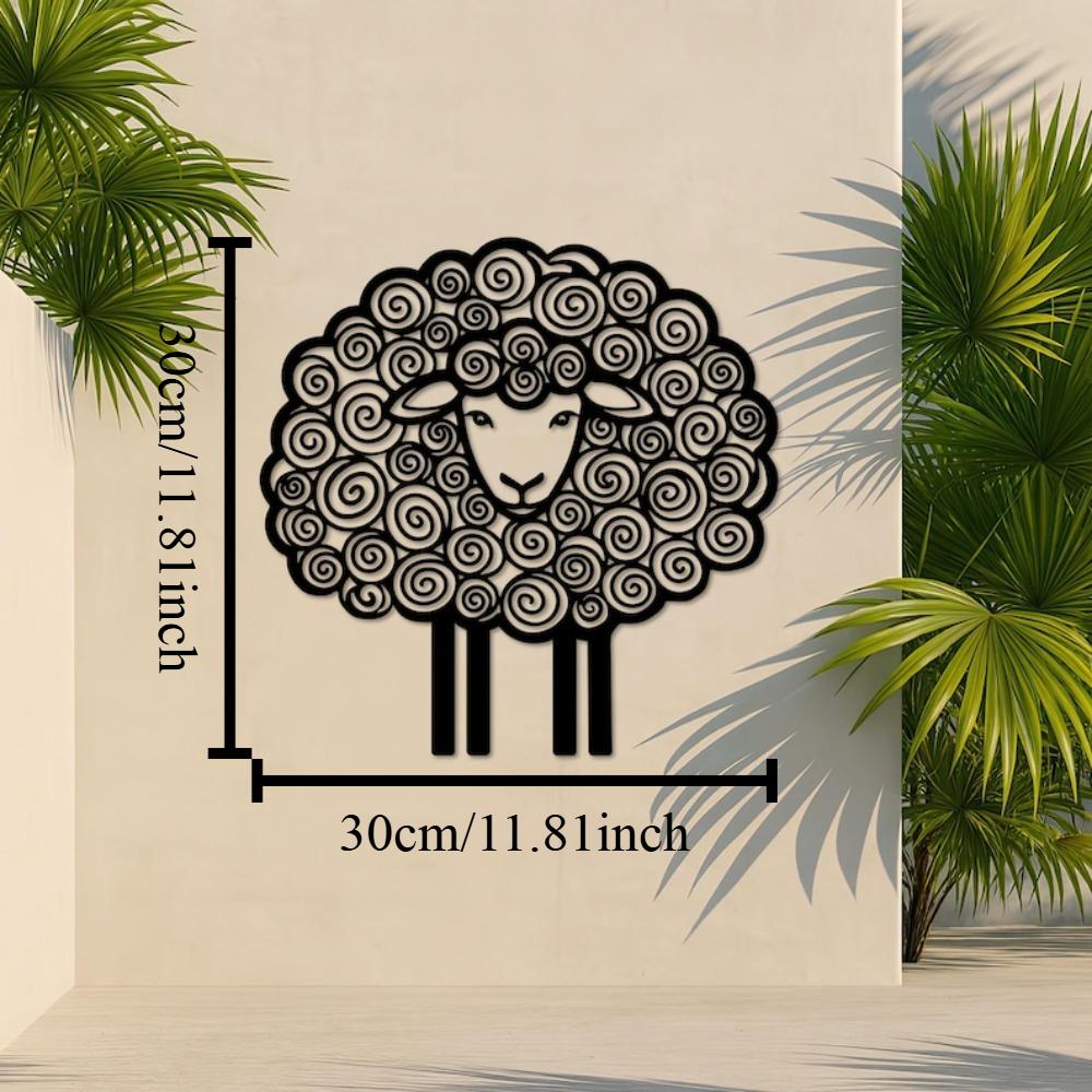 Metal Sheep Wall Art Farm Sign Cute Animal Decor For Room 12in чёрный
