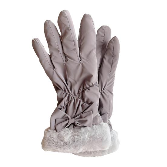 

1 Pair Winter Gloves Thickened Velvet Lining Waterproof Raincloth Fabric Windproof Touch Screen Winter Sports Gloves серый