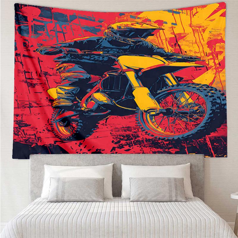 off-road-motorcycles Print Tapestry, Backdrop, Easy Setup, Ideal for Bedroom, Office & Living Room, with Aesthetic Wall Hanging Decor.