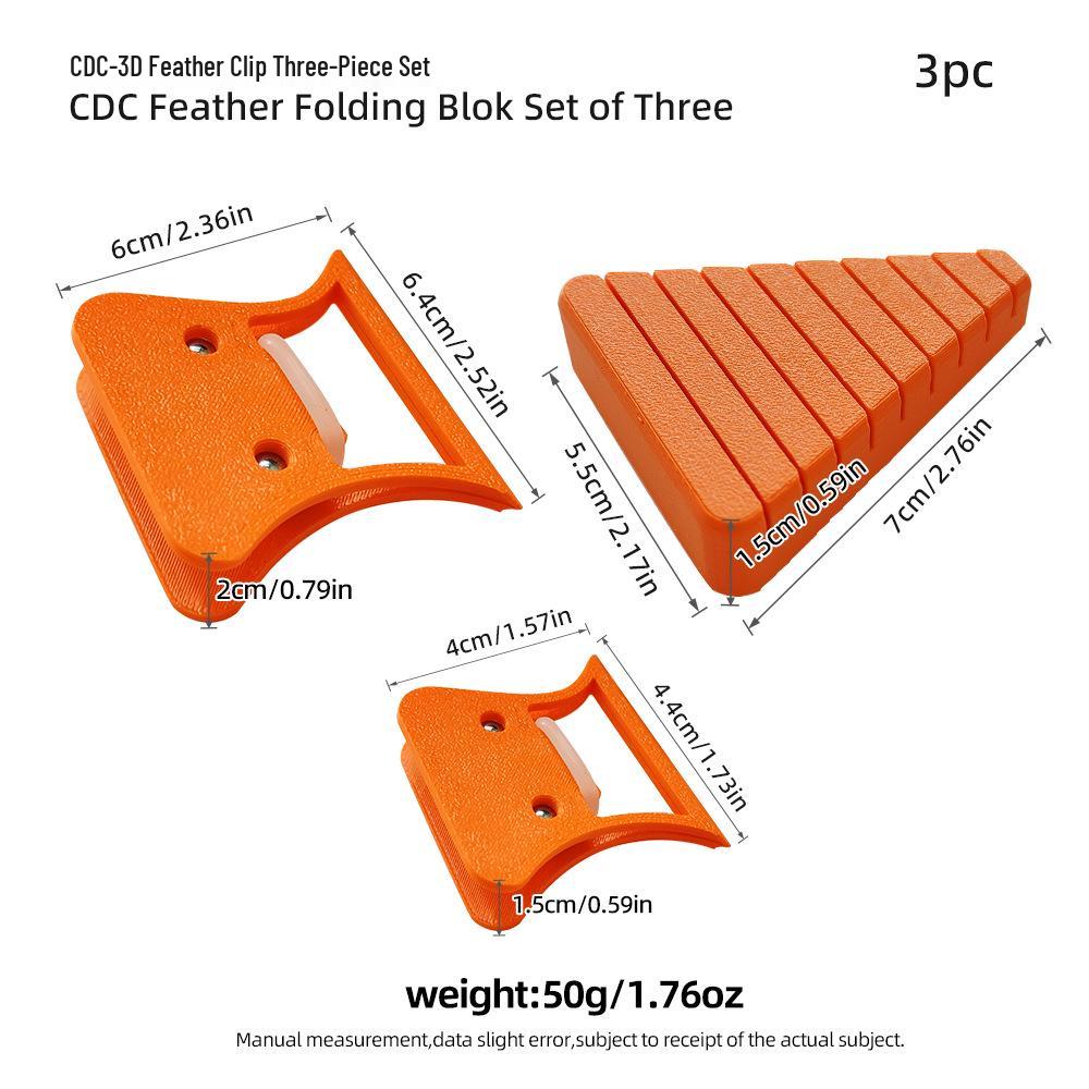 Weißer Reiher CDC Feder Clip Set: 3-teiliges Fliegenbindewerkzeug mit Klemme und Faltwerkzeugzubehör.