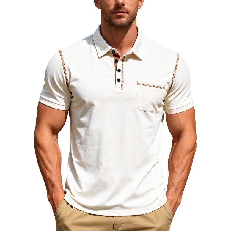 European, American Summer New Solid Color Men's Short Sleeves In Stock, Casual Business Sports Lapel Polo Shirt