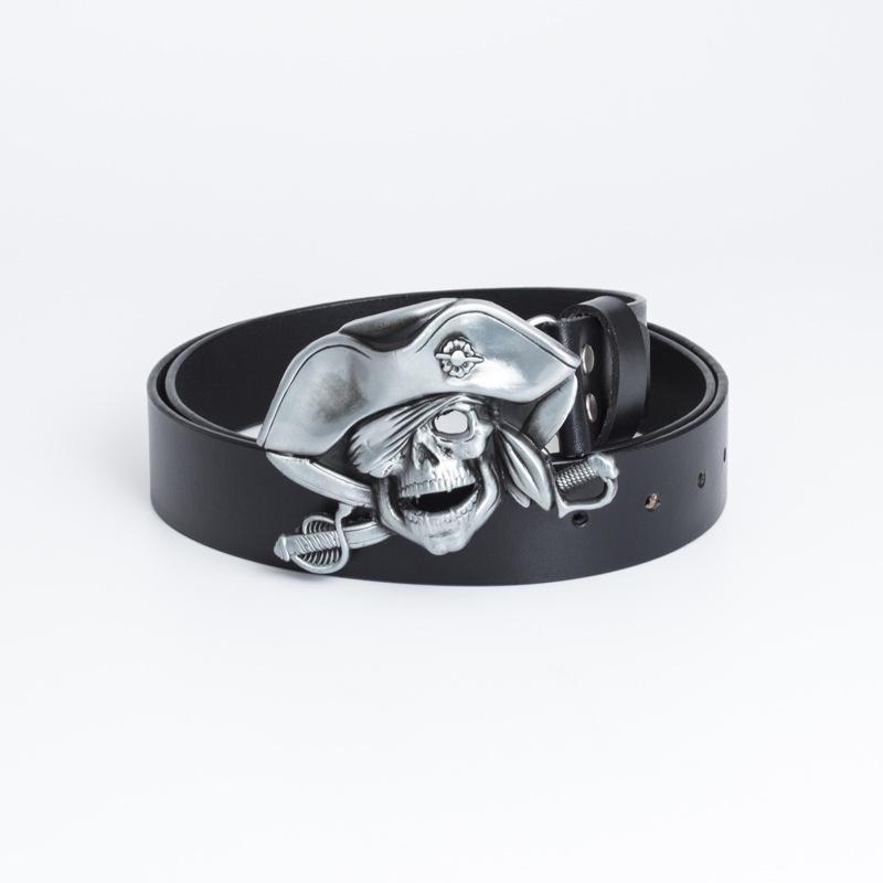 Lotte Junsen Men's Casual Leather Belt with Harley Motorcycle Buckle