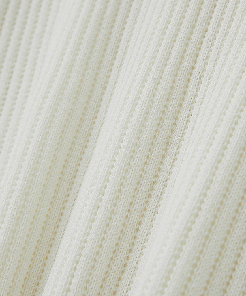 BLOND9 Cotton Rib Collar Short Sleeve Knit_Ivory