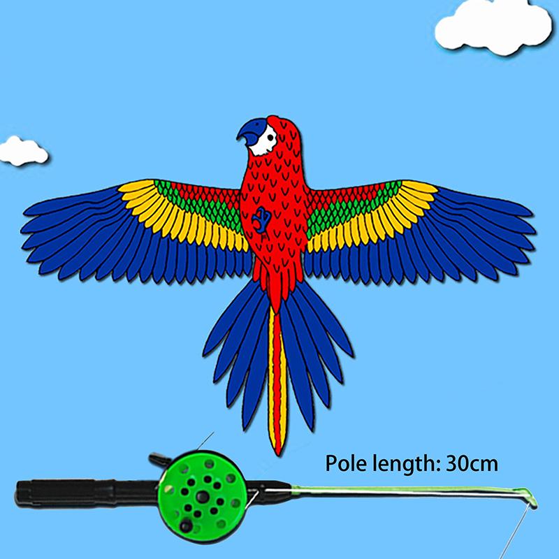 Caña de Pescar Cometa Dibujos Animados Niños Cometa Dinámica Caña de Pescar Miniatura Loro Águila Golondrina Cometa