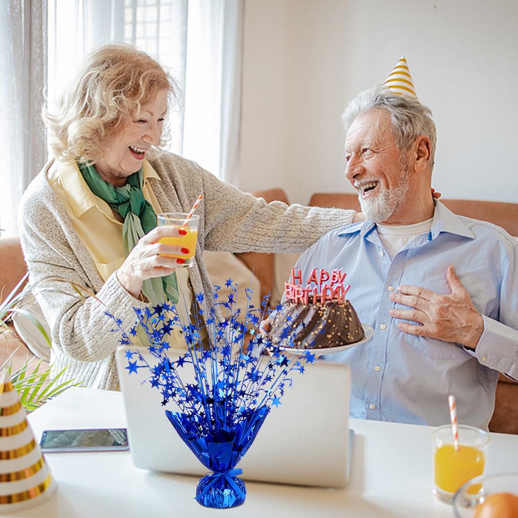 6 Peças Centro de Mesa Spray de Folha Estrela Azul Decoração de Mesa Centro de Mesa Spray de Folha Metálica Centro de Mesa de Plástico Metálico Estrela Azul