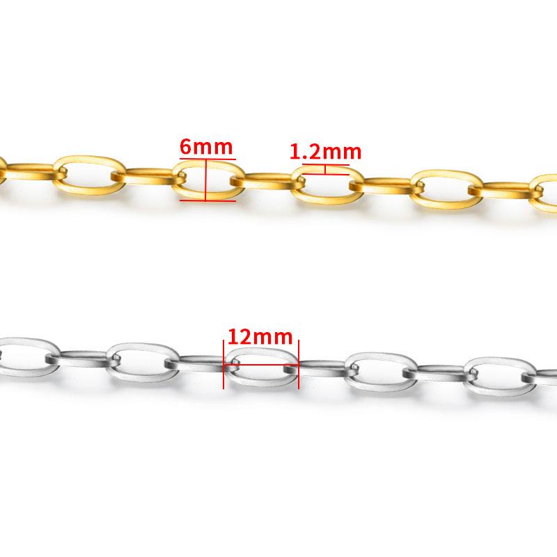 Fashion Vacuum Gold Plated Stainless Steel Oval Link Chain Paper Clip Flat O Shape Accessories for DIY Necklace Bracelet Making