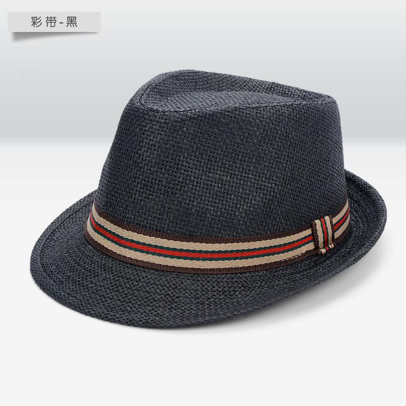 Summer Straw Hat Men's Outdoor Sun Hat Breathable Beach Hat British Performance Jazz Hat Children's Gentleman's Top Hat