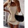 INS European and American Fashion Sexy Slim fit Knitted Sling Dress Sexy Knit Tunic Mini Dress
