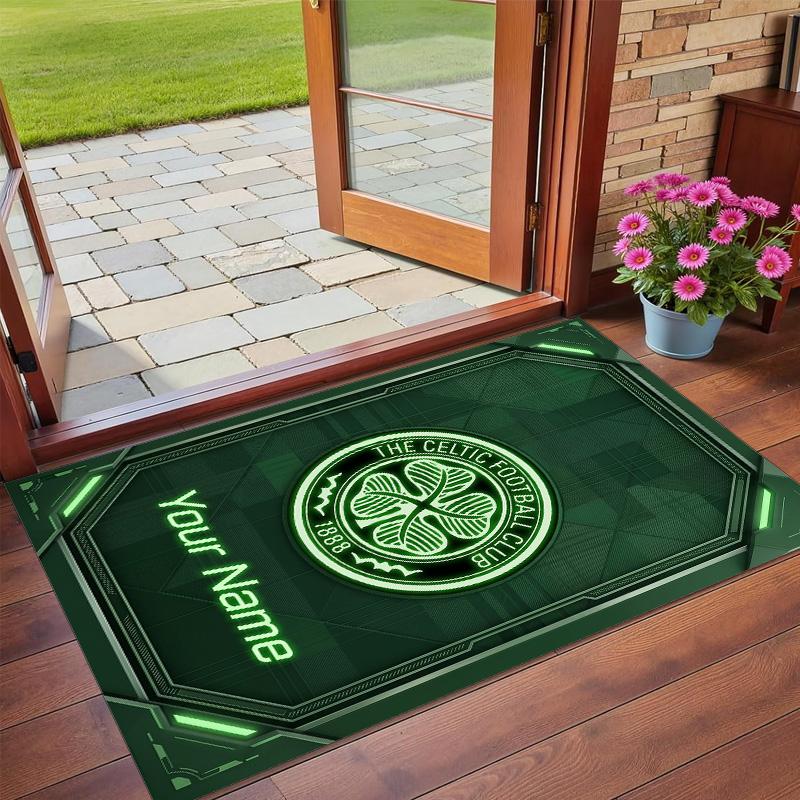Crystal Velvet Rug Custom Name Text, Soft Non Slip Floor Mat Home DecorCeltic FC