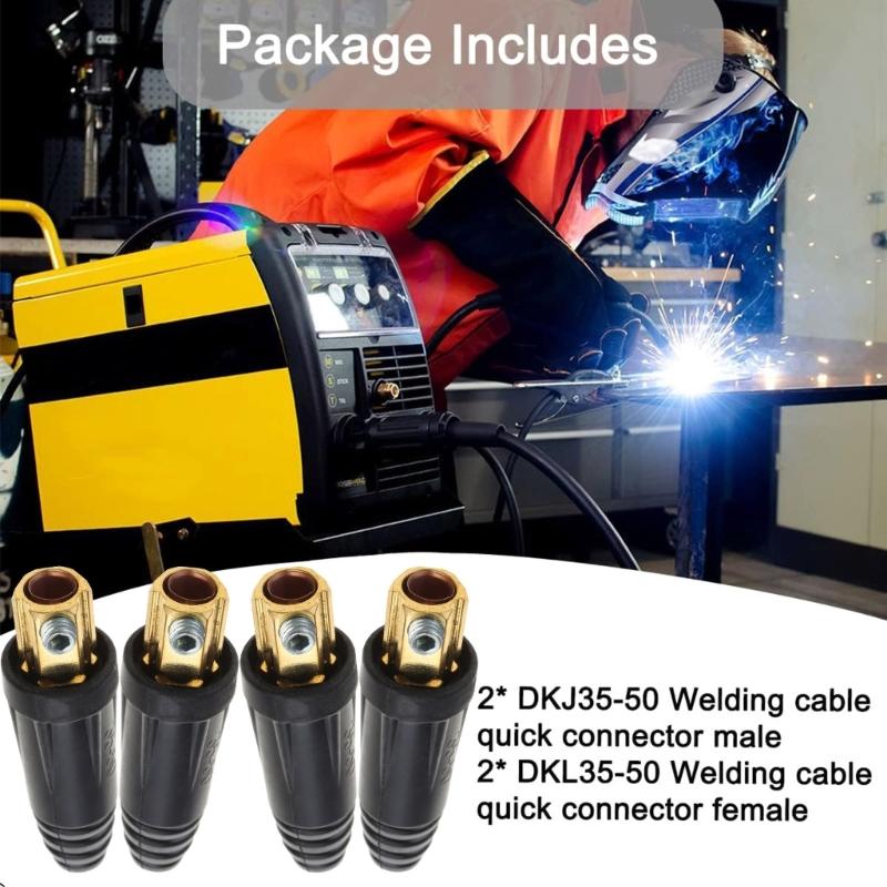 2ks svařovací kabel, pár rychlospojek 200Amp-300Amp (#4-#1) 35-50 SQMM pro příslušenství svářeček