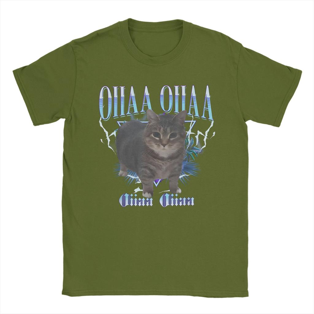 Men's OIIAA OIIAA Funny Spinning Cat Meme T Shirts Humor Brainrot Cotton Merch Awesome Short Sleeve Crew Neck Tees Gift T-Shirts