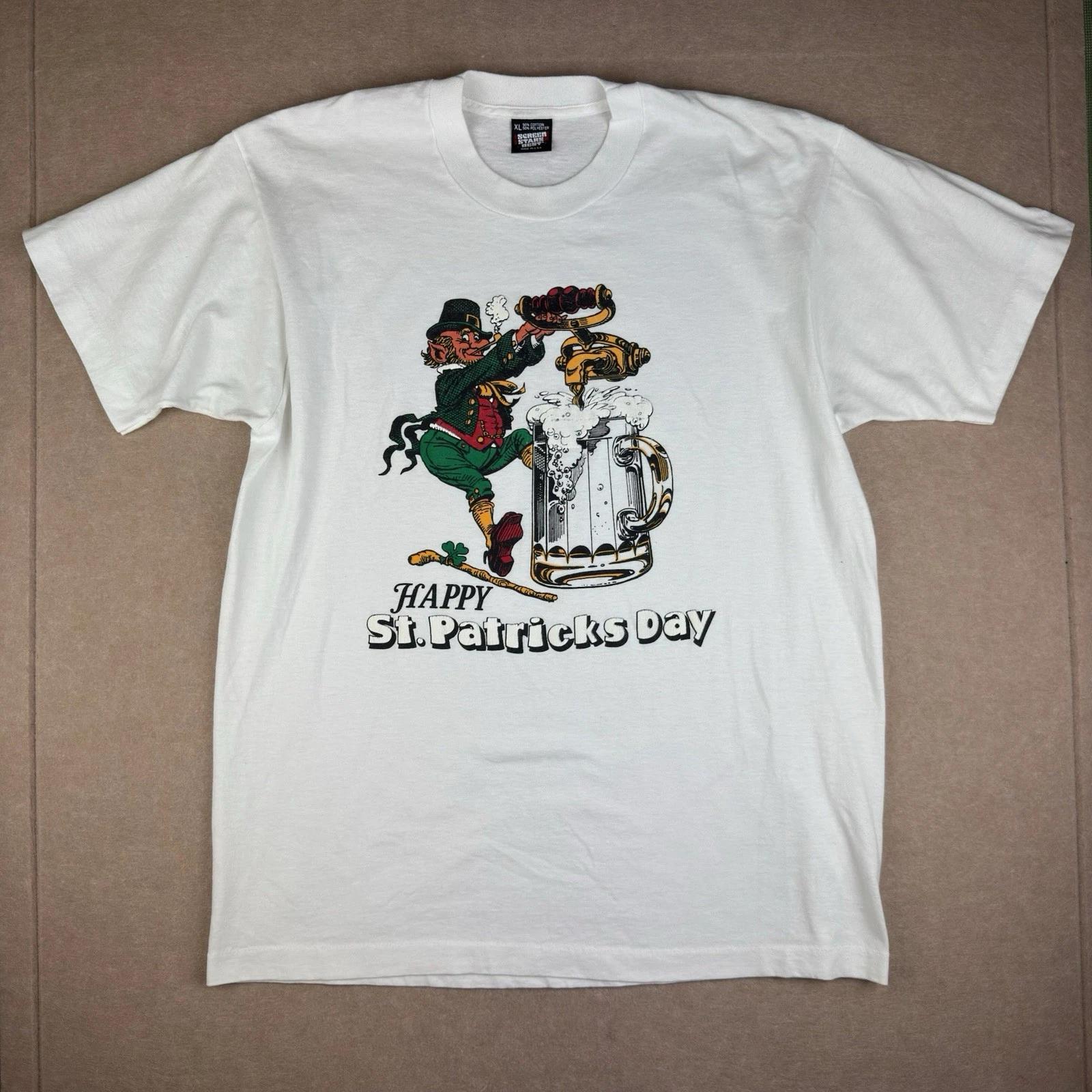 VTG Screen Stars Best Single Stitch T-Shirt XL St Patrick’s Day Leprechaun USA 2XL