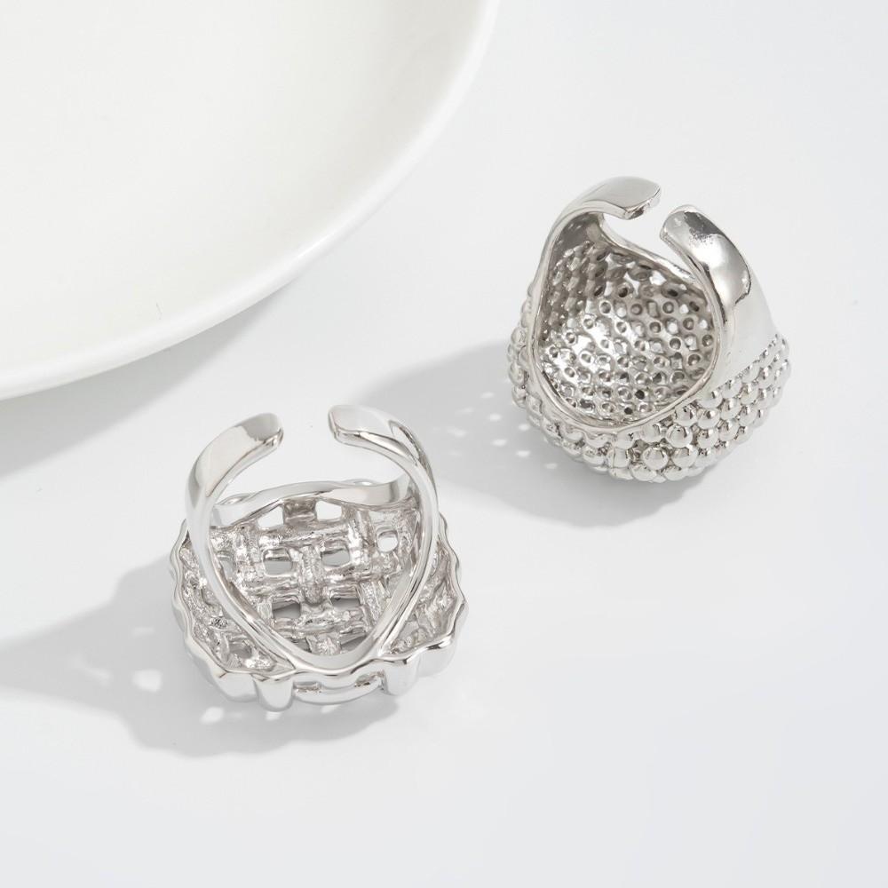 Adjustable Metal Weave Hollow Rings Chunky Design 2 Pcs/Set Geometric Rings Party Accessories