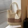 New Large Capacity Straw Woven Bag with Tassels Weave Beach Bag Shoulder Bag For Women
