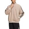 Adidas Neo Striped Sport Fleece Jacket Unisex Outerwear Grey Brown HY2684