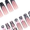 24 Pezzi Unghie Finte Francesi Rosa con Fiocco e Strass, Unghie Finte Lunghe 3D con Charms, Colla per Manicure Fai-da-Te