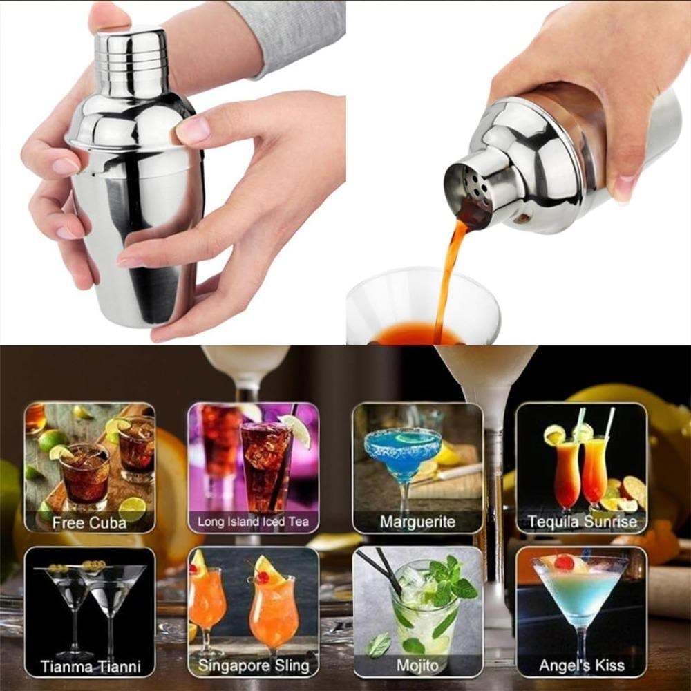 350/550/750ml Barware Food Grade Stainless Steel Cocktail Shaker Cocktail Mixer Wine Martini Shaker Leakproof Whiskey Shaker