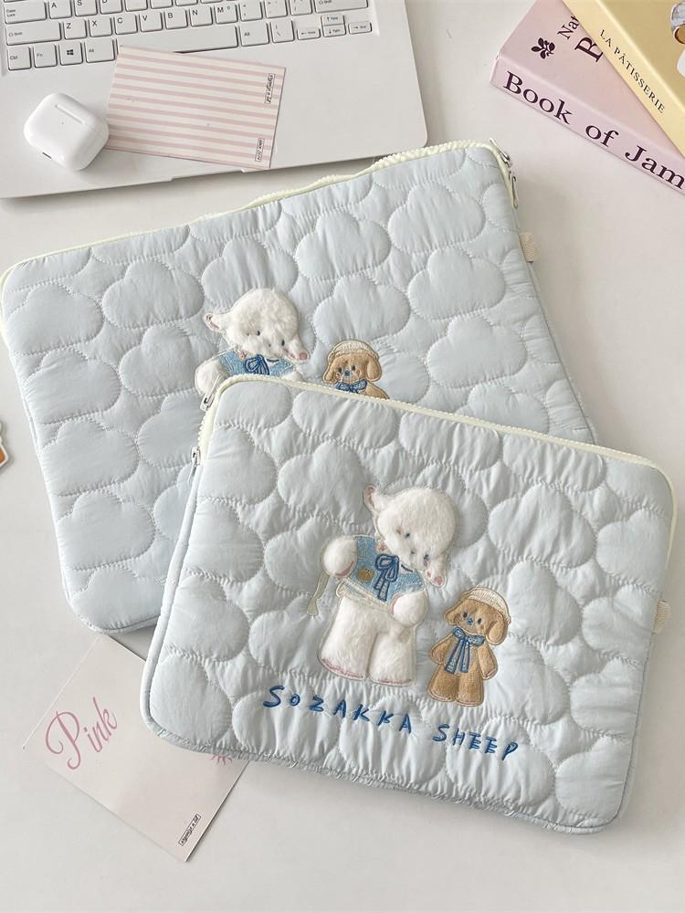 Soft Cloud Cartoon Embroidery iPad/Tablet Bag for 13/14 Inch Laptops
