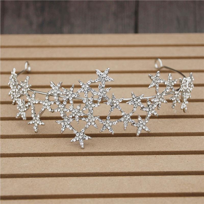 Luxus Strass Sterne Tiaras Krone für Frauen Braut Hochzeit Haar Schmuck Mädchen Stirnbänder Kopf Ornamente