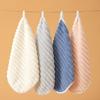 1Pc 25x25cm Striped Solid Color Coral Fleece Square Super Soft Home Bathroom Children Hanging Face Towel