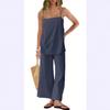 Spring and Summer New Popular Fashion Loose Casual Women Thin Shoulder Strap Sling Vest Trousers Set
