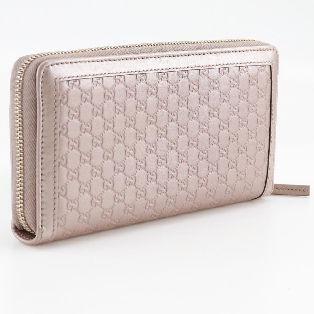 GUCCI Interlocking G Purse 308012 Zip Around pink Sima leather Women Used