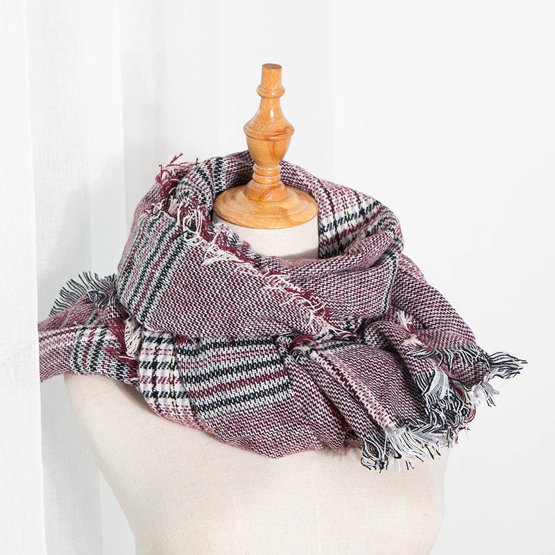 Autumn and winter new thousand bird grid large plaid scarf women s imitation cashmere enlarged and thickened warm scarf shawl neck protection 200*80cm фиолетовый