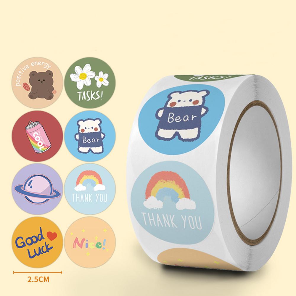 50-500pcs Cute Cartoon Thank You Stickers For Party Gift Decoration Packaging Label Reward Children Stationery Sticker