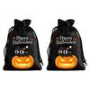 Handmade Style Party Bags 2Pcs Halloween Pumpkin Drawstring for Candy Treats, Retro Burlap Festival Totes Trick or Treat Bags, Portable Goodie