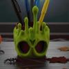 PLA Skull Pen Holder Plastic 3D Printed Pencil Pot Glow in Dark Stationery  School Students