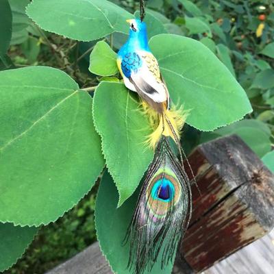 Mini Craft Decoration Home Garden Office Feathers Artificial Birds Emulation Bird Fake Peacock