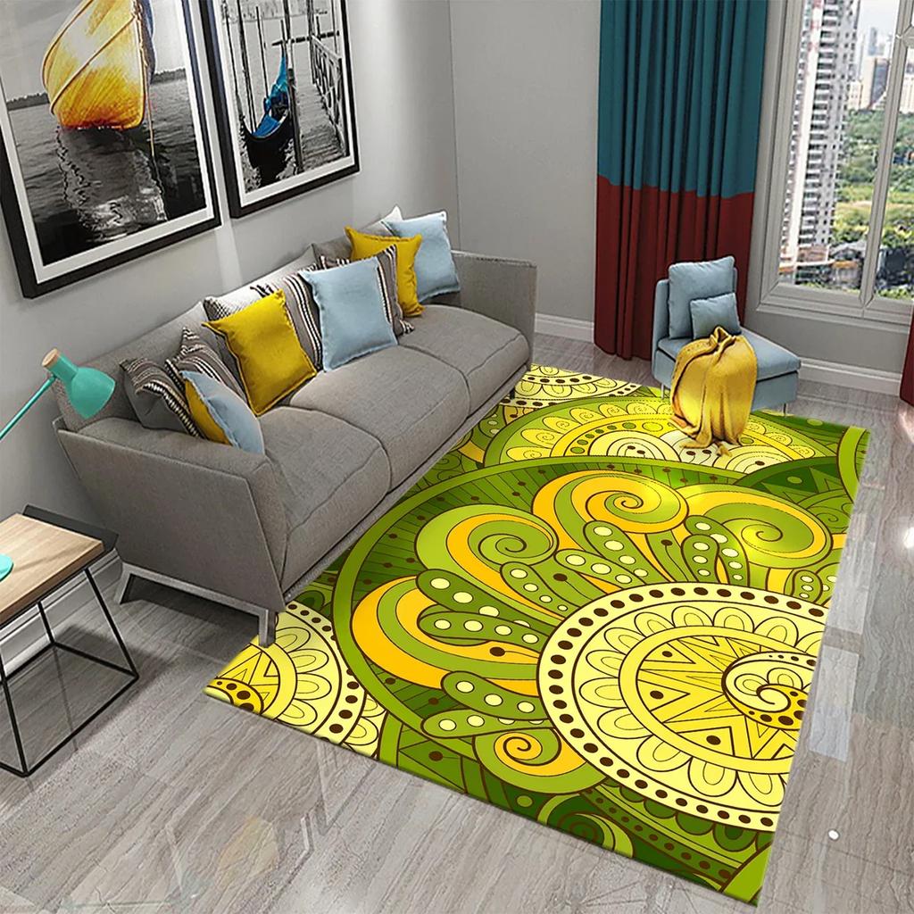 Retro Florales Muster Teppich für Wohnzimmer Schlafzimmer Bettseite Dekoration Bodenteppich Kinder Teenager Krabbelteppich Badezimmer Rutschfester Teppich