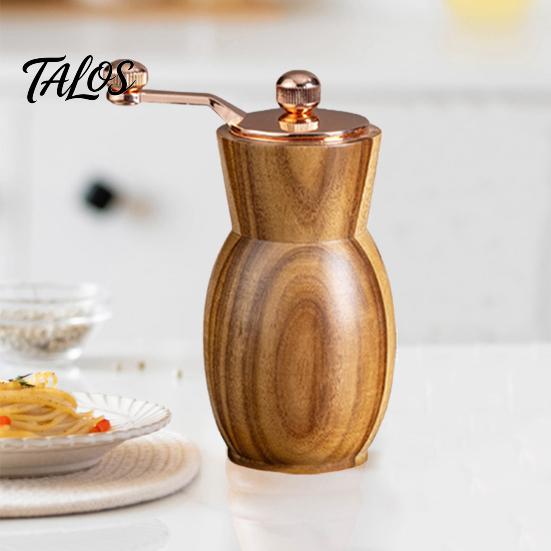Acacia Wood Pepper Mill Manual Grinder Modern Hand-Cranked with Body Ceramic Blade Herb Metal Handle Blades Retro Salt for Kitchen Spice Container