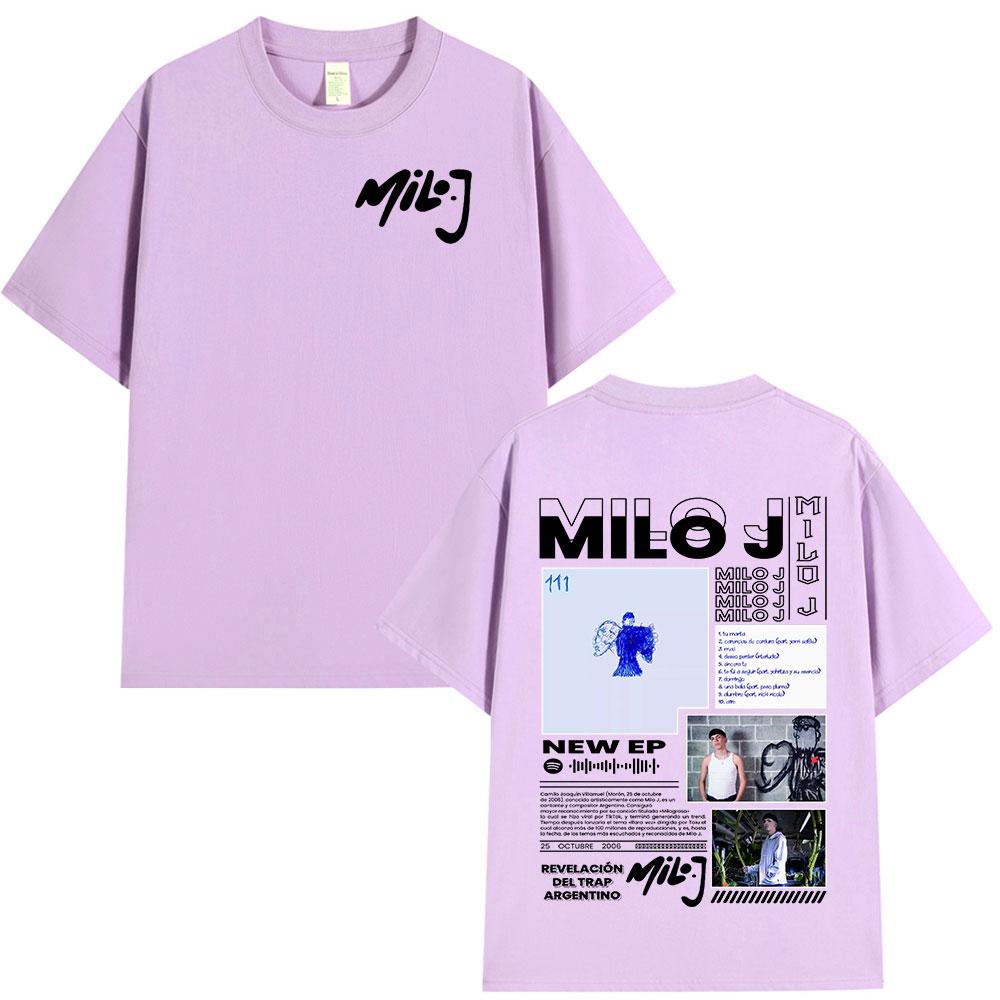 Rapper Milo J 111 Album Graphic Print Tshirts Unisexs Women Fashion Hip Hop Oversized T Shirts Cotton Casual Short Sleeve Tshirt
