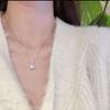 S925 Sterling Silver Zircon Square Necklace: Trendy Light Luxury Clavicle Chain for Women