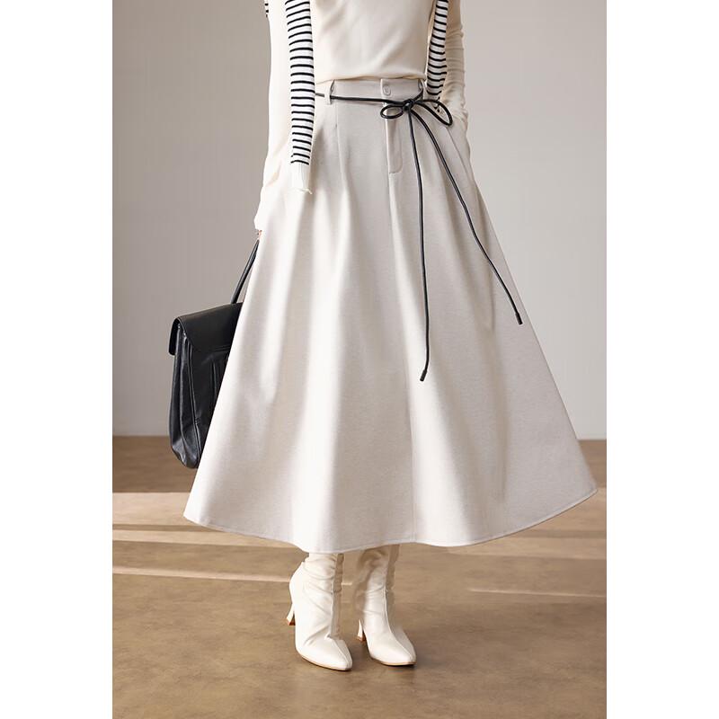 VICTORIA&VERA Women's Fleece-Lined A-Line Midi Skirt