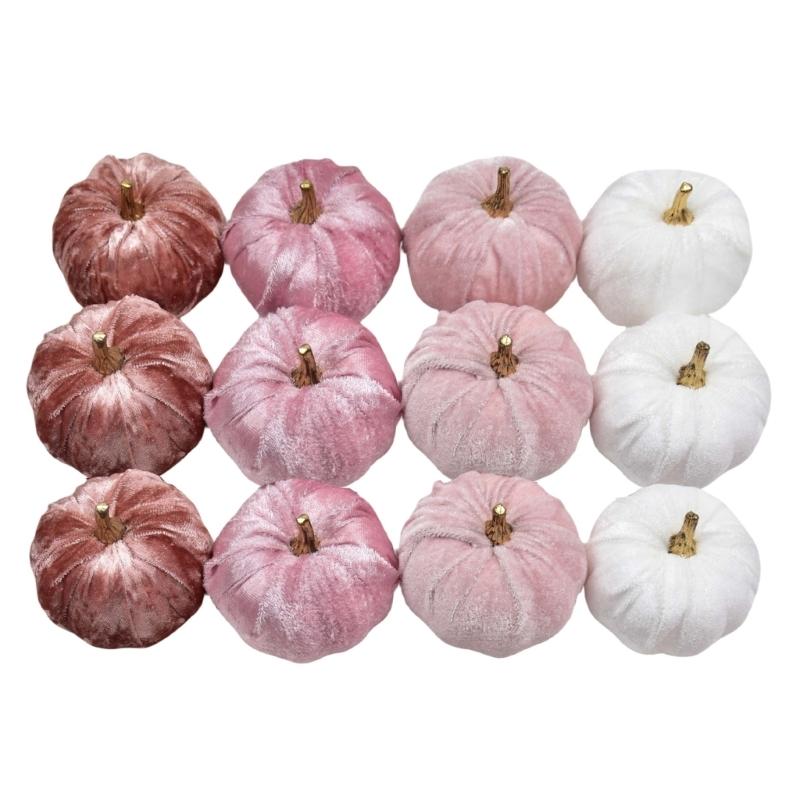 

Pack of 12 Velvets Realistic Pumpkins Festives Table Centerpieces Outdoor Indoor Artificial Vegetables Holiday Decoration
